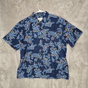 Kahala Mens 3XL Navy Blue Floral Aloha Shirt Short Sleeve Cotton Relaxed Resort